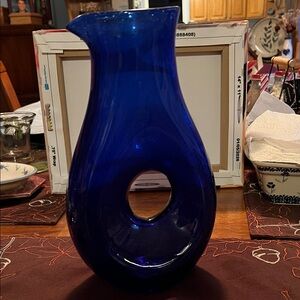 Elegant Blue Glass Vase/Pitcher